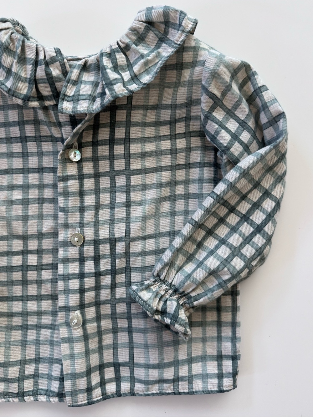 Children's Plaid Ruffle Collar Top 🍂